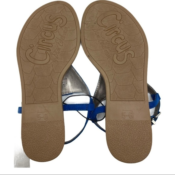 NWT Circus by Sam Edelman Cassandra Blue Thong Ankle Strap Sandals Size 5/6 - Picture 7 of 9